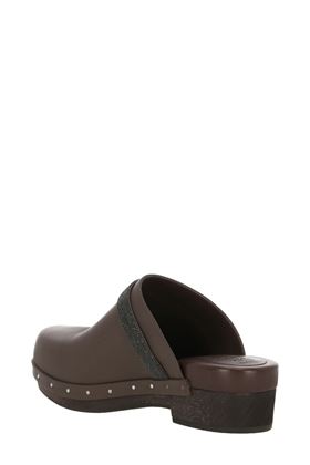 Brown leather embellished leather clogs Brunello Cucinelli | MZCWG2254C8243